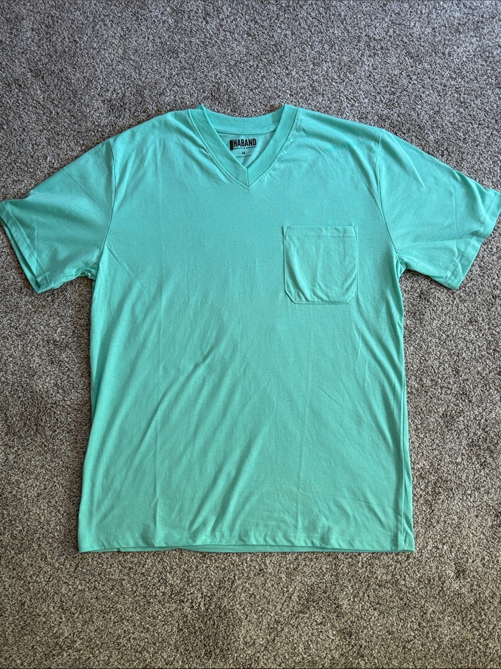 Haband Men’s V-Neck Pocket T-Shirt in Mint